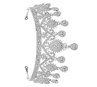 OATIPHO Silver Alloy Heart Shaped Stone Bridal Tiara Wedding Hair Accessory for Women Elegant Electroplated Crown for Weddings Birthdays Festivals and Celebrations