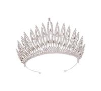 OATIPHO Silver Baroque Bridal Crown Tiara for Women Wedding Hair Accessories Lightweight Diamond Studded Elegant Headwear for Bride Engagement Party