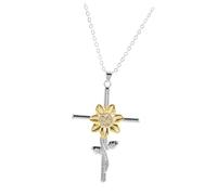 OATIPHO Sunflower Cross Necklace for Women Lightweight Design with Inspirational Symbolism Unique Rotating Sunflower Pendant Comfortable and Artistic Flower Necklace