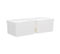 OATIPHO Transparent Double Compartment Laundry Beads Storage Box with Clear Flip Lid Small Durable PP Organizer for Laundry Room and Sundries Easy Clean Minimalist Design