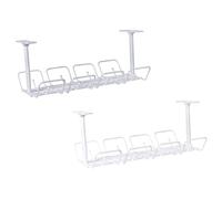 OATIPHO Under Desk Cable Organizer Tray 2pcs Cable Management Rack Wire Cord Storage Shelf for Home Office Kitchen, White and Grey