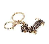 OATIPHO Unique Dachshund Dog Keychain Dog Lovers Zinc Alloy Keyring Crystal Rhinestones Fashionable Accessory