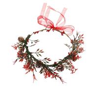 OATIPHO Vibrant Red Floral Wreath Headband Festive Flower Crown Hair Accessories for Women for Christmas Weddings and Holiday Parties Lifelike Design for Stunning Looks