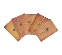 OATIPHO Vintage Kraft Paper Letter Set with Envelopes, A5 Retro Stationery Paper for Handwritten Letters, 5pcs Assorted Leaf, Anchor, Sun, Star Clover Designs for Greetings and Invitations