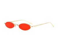 OATIPHO Vintage Oval Slim Sunglasses Red Small Frame Slim Metal Colored Sun Glasses Small Frame Vintage Old Fashioned for Fancy Dress Hippie Disco Costume Accessories