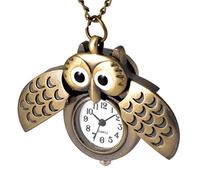 OATIPHO Vintage Owl Shape Pocket Watch in Golden Alloy and Plastic Material with Time Display and Decorative Features, Retro Style Suitable as A Gift for Friends and Family