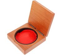 OATIPHO Vintage Solid Wood Ink Pad Storage Box 10x10x3.6cm Portable Seal and Ink Paste Container Multi-Functional Calligraphy Accessory Organizer for Art and Craft