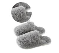 OATIPHO Warm Plush Slippers for Men Slip Thin Bottom House Shoes Cozy and Breathable Indoor Footwear for Winter Comfort and Family Use Stylish Grey Design