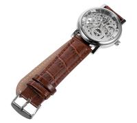 OATIPHO Winner 036 Men's Mechanical Wrist Watch with Hollow-Out Dial Adjustable PU Band Stainless Steel Case Round Shape Back Cover Classic Roman Numerals Fashion Style for Daily Wear