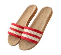 OATIPHO Women Open-toe Casual House Slippers Breathable EVA Linen Material Soft Thick Sole Indoor Home Footwear for Summer with Quiet Non-slip Design Comfortable Slippers