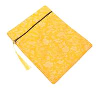 OATIPHO Yellow Silk Buddhist Book Wrap Cloth Durable Portable Bible Cover Pouch with Hand Carry Handle Organizer for Scriptures Pen Storage Dragon Pattern