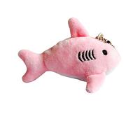 oAtm0eBcl 12cm Cute Shark Plush Stuffed Hanging Doll Key Chain Pendant Bag Decor Pink