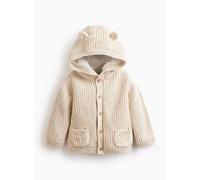 Oatmeal Bear Hooded Knitted Cardigan 6-9 months