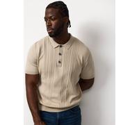 Oatmeal Textured Stripe Polo XXL