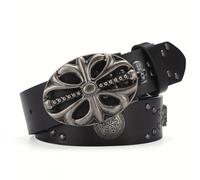 OATSBAS Men's & Women's Bohemian Style Vintage Skeleton Riveted Hip Hop Punk Rock Y2K Belt, Black, 47"