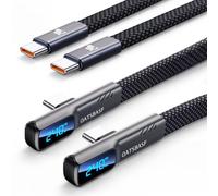 OATSBASF 2-Pack 240W USB C to USB C Cable Fast Charging LED Display | 90° Nylon Braided, Compatible with iPhone 17/16 Pro Max, iPad Pro/Air, Samsung S26/S25, Switch, MacBook Pro/Air, Pixel