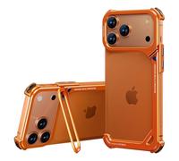 OATSBASF 9 Case for iPhone 17 Pro Max Bumper Case Metal, Aluminum Frame Slim Fit No Back Design, Compatible with MagSafe, Shockproof Protection, Minimalist Frameless Phone Case, Orange