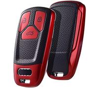 OATSBASF Car Key Case Compatible with Audi A4L A6L A8 Q5 Q7 TTS TT, Seat 3-Button Key Case Cover TPU Key Box (for Audi, PW-Red)