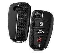 OATSBASF Car Key Case for Audi A1 A3 A4 A6 Q3 Q5 Q7 S3 R8 TT - Silicone Key Box Cover (White Line)