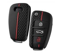 OATSBASF Car Key Case for Audi A1-A6, Q3-Q7, S3, R8, TT - Silicone Key Box Cover (Red Line)