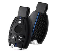 OATSBASF Car Key Case for Mercedes Benz, Silicone Key Case Cover for Mercedes Benz W204 W211 2-3 Keyless Buttons A B C E Class (Blue Line - Black)