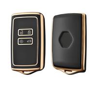 OATSBASF Car Key Case for Renault, 4 Button Key Case (Only Keyless Go), for renault Clio/Kadjar/Megane/Dacia Sandaro key cover, Key Fob Cover (Golden Edge-Black)