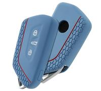 OATSBASF Car Key Case for VW, Key Case Compatible with Golf 8 Seat Leon MK 4 VW ID.3 Tarraco Ateca Skoda Octavia Cupra Silicone Cover Key Case Protective Cover (LW Grey Blue)
