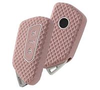 OATSBASF Car Key Case for VW, Key Case Compatible with Golf 8 Seat Leon MK 4 VW ID.3 Tarraco Ateca Skoda Octavia Cupra Silicone Cover Key Case Protective Cover (LX-Pink)