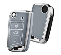 OATSBASF Car Key Case For VW, Key Case Compatible with VW Golf 7 MK7，Silicone Key Case, Key Box Cover for VW Polo, Skoda, Tiguan, 3 Buttons
