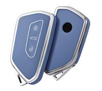 OATSBASF Car Key Case for VW, TPU Silicone Key Cover, Compatible with Golf 8, ID3, ID4, GTI, GTE, Seat Leon MK4, Tarraco, Ateca & Skoda Octavia (Silver Edge Grey)