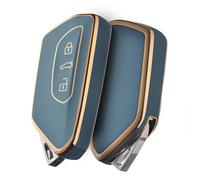 OATSBASF Car Key Case for VW, TPU Silicone Key Cover, Compatible with Golf 8, ID3, ID4, GTI, GTE, Seat Leon MK4, Tarraco, Ateca & Skoda Octavia (Golden Edge Grey)