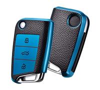 OATSBASF Car Key Case Key Case, Key Box Cover 3 Buttons (blue leather)