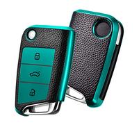 OATSBASF Car Key Case Key Case, Key Box Cover 3 Buttons (Green Leather)