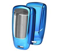 OATSBASF Car Key Cover Compatible with Audi A4L A6L A8 Q5 Q7 TTS TT Silicone TPU 3 Buttons Key Box Shell (Blue)