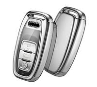 OATSBASF Car Key Cover Compatible with Audi,Suitable for Keyless Operation Keys Audi A4 A5 A6 A7 Q5 Q7 Q8 RS SQ TPU Silicone 3 Buttons Case Box (Silver)