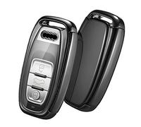 OATSBASF Car Key Cover Compatible with Audi,Suitable for Keyless Operation Keys Audi A4 A5 A6 A7 Q5 Q7 Q8 RS SQ TPU Silicone 3 Buttons Case Box (Black)