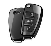 OATSBASF Car Key Cover for Aidi, Car key cover Compatible with Audi A1 A3 A4 A6 Q3 Q5 Q7 S3 R8 TT Remote Protector Case TPU Silicone (Black)