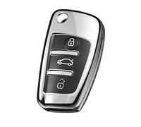 OATSBASF Car Key Cover for Audi, Car key cover Compatible with Audi A1 A3 A4 A6 Q3 Q5 Q7 S3 R8 TT Remote Protector Case TPU Silicone (Silver)