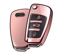 OATSBASF for Audi Key Cover, Car Key Cover Compatible with Audi A1 A3 A4 A6 Q3 Q5 Q7 S3 R8 TT Remote Protector Case TPU Silicone (Rose Gold)