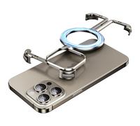 OATSBASF iPhone 15 Pro Max Bumper Case with Invisible Magnetic O-Ring Stand, Minimalist Frameless Case, Natural Titanium