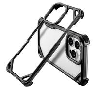 OATSBASF for iPhone 16 Pro Max 6.9" Bumper Case Metal, Aluminum Frame Slim Fit No Back Design, Compatible with MagSafe, 4 Corner Shockproof Protection, Minimalist Frameless Phone Case, Black