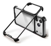 OATSBASF for iPhone 17 Pro Bumper Case, Metal Aluminum Frameless Slim, No Back Design Compatible with MagSafe, Shockproof Phone Case 6.3 inch, Black