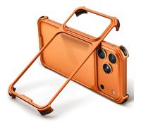 OATSBASF for iPhone 17 Pro Max Bumper Case, Metal Aluminum Frameless Slim, No Back Design Compatible with MagSafe, Shockproof Phone Case 6.9 inch, Orange