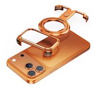 OATSBASF for iPhone 17 Pro Max Bumper Phone Case, with Invisible Magnetic O-Ring Stand Case, Minimalist Phone Protective Shockproof, Flexible 360° Stand Frameless Cover, Orange