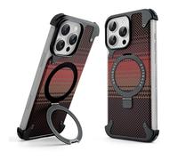 OATSBASF Frameless for iPhone 16 Pro Max Case, Bezel Less Slim Protective Shock with Aramid Fiber, Sleek Minimalist Metal Aluminum Shells with Built-in Kickstand Phone Case, Black