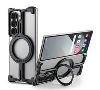 OATSBASF Frameless Metal Bumper Case for Samsung Galaxy Z Fold 6-360° Rotatable Magnetic Kickstand & Minimalist Design (Not for Heavy Drop Protection), Black