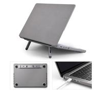 OATSBASF Genuine Leather Case for MacBook Pro 14 inch Case 2025-2021, M5 M4 M3 M2 M1 Pro/Max, Ergonomic Foldable Kickstand, Leather Hard Shell Laptop Cover, Grey