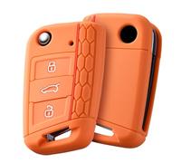 OATSBASF Key Case for VW Golf 7 MK7, Silicone Key Cover for Polo, Skoda, Tiguan, 3 Buttons (G-Orange)