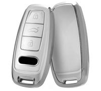 OATSBASF Key Case Suitable for Audi, Car Key Case for A6L A6 A7 A8 Q7 Q8 E-Tron 2019 2020, Silicone TPU Protective Case,Silver Edge LS