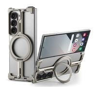 OATSBASF Magnetic Kickstand Case for Samsung Galaxy Z Fold 6 | 360° Rotatable Metal Bumper, Ultra-Thin & Frameless Design, Natural Titanium